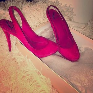Brian Atwood, Hot Pink Suede Slingbacks